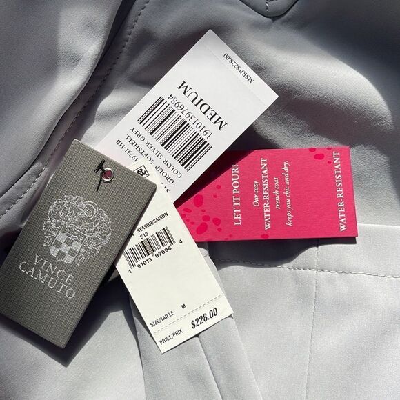 Vince Camuto Navy Trench Coat NEW Medium - Picture 7 of 8